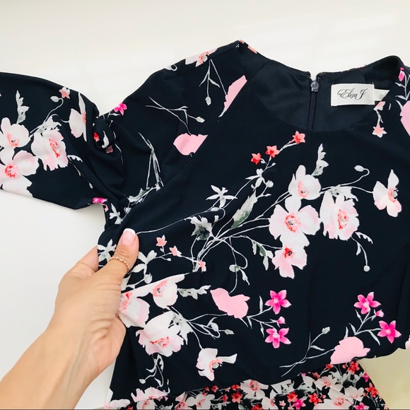 ELIZA J Long-Sleeve Floral-Print Ruffle-Hem Dress - Picture 4 of 7